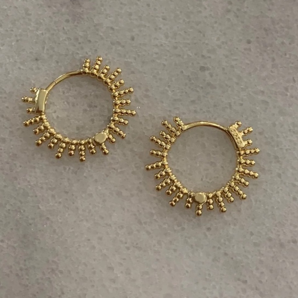 Gold Spike Huggie Hoop Earrings